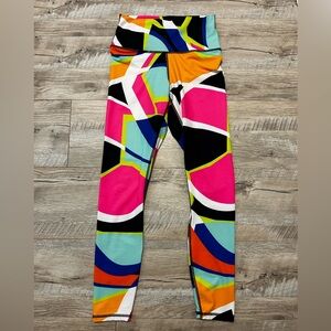 Fabletics Leggings with Pink and Orange Geometric Design